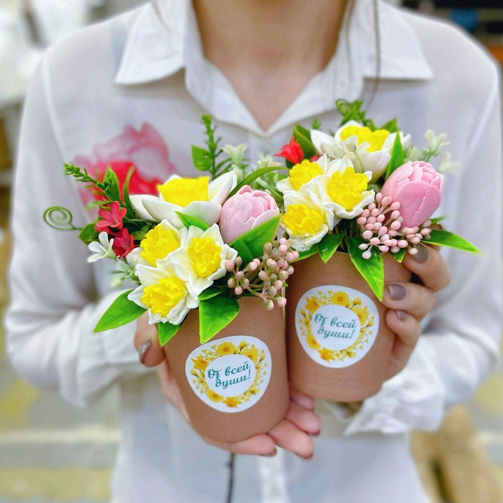 Мини-букет из мыла "Весна крафт роуз"