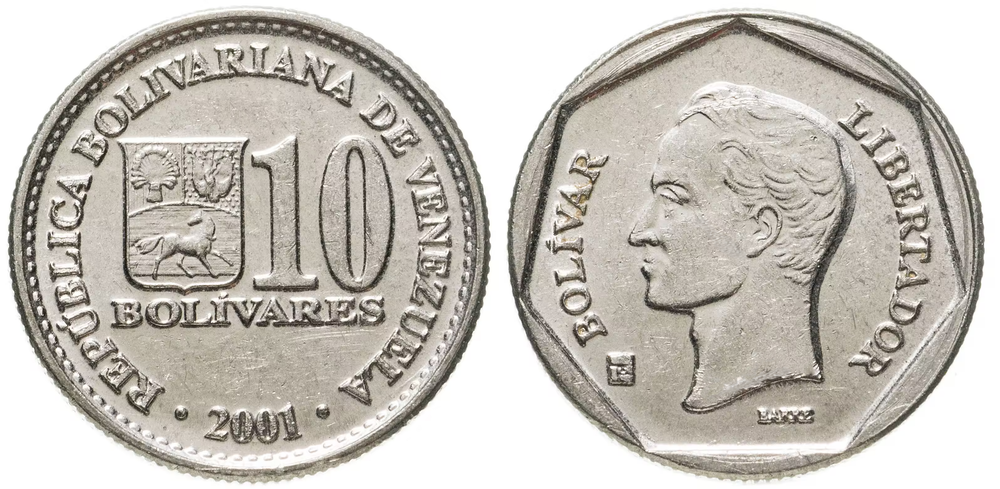 Венесуэла 10 боливаров, 2000 - 2001 Симон Боливар aUNC