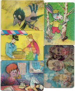 Набор из 5 переливных (стерео) Календариков . Мультфильмы СССР 1982, 1984, 1985 гг.