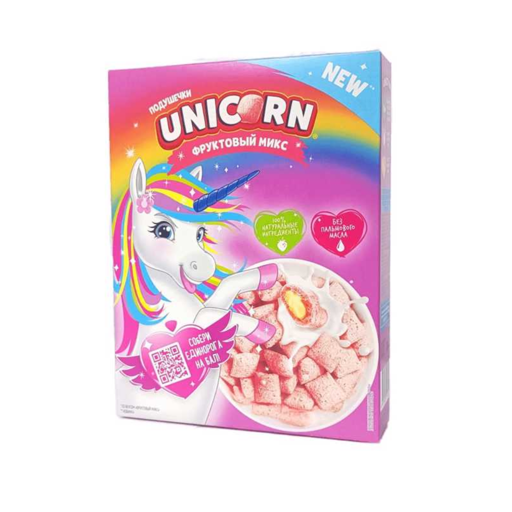 Завтрак Unicorn подушечки с начинкой Фруктовый микс 200гр