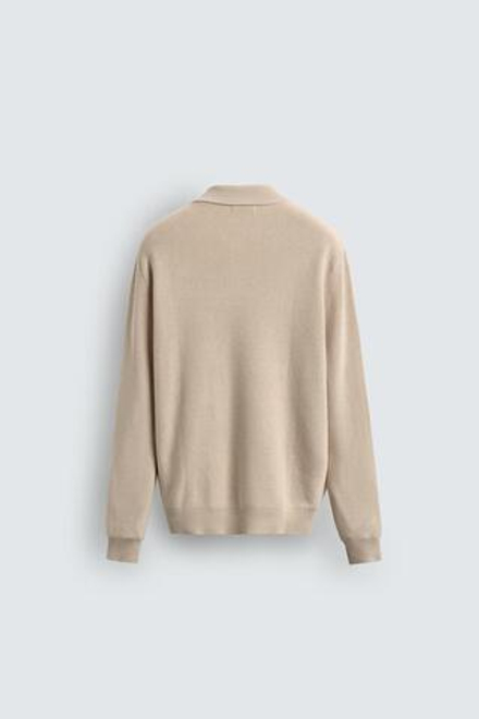 ZARA ПОЛО ИЗ ЖЕМЧУЖНОГО ТРИКОТАЖА, ЭКРЮ