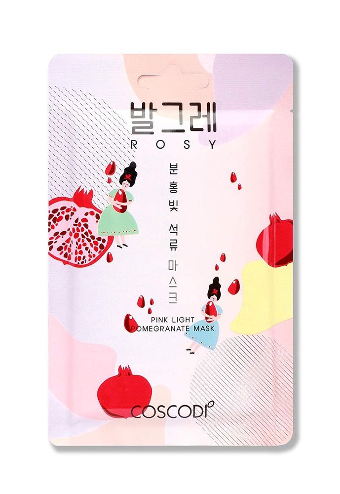 Тканевая маска с экстрактом граната COSCODI Rosy Pink Light Pomegranate Mask Sheet