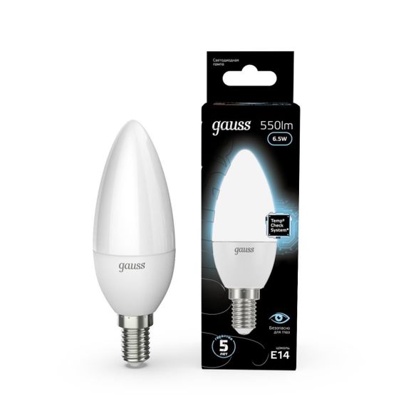 Лампа светодиодная Gauss E14 6.5W 4100К матовая 103101207