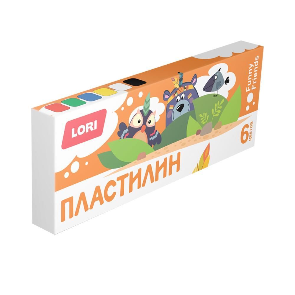 Пластилин &quot;FUNNY FRIENDS&quot; 6 цветов, 90 гр, со стеком (Lori)