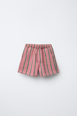 ZARA ШОРТЫ В ПОЛОСКУ, ПАСТЕЛЬНО-РОЗОВЫЙ