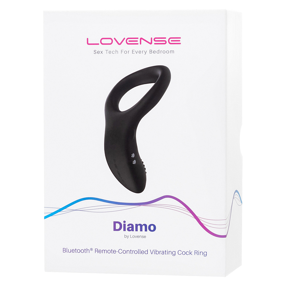 Черное эрекционное виброкольцо с управлением через приложение Lovense Diamo Vibrating Cock Ring Black