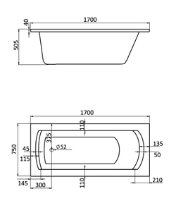 Ванна акриловая прямоугольная "Монако XL" 170х75 белая  Santek