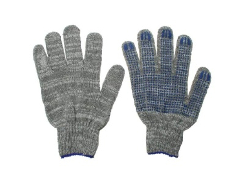 Перчатки х/б 4 нити  10 кл. ПВХ Точка "ЛЮКС" Серые (10шт/уп)(300шт/меш)