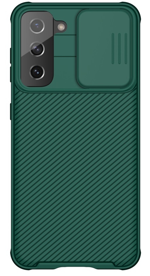 Темно-зеленый чехол от Nillkin для Samsung Galaxy S21, серия CamShield Pro Case с защитной шторкой задней камеры
