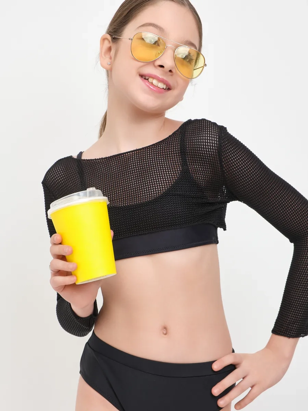 купальник раздельный спортивный 3 в 1 топ кроп парео