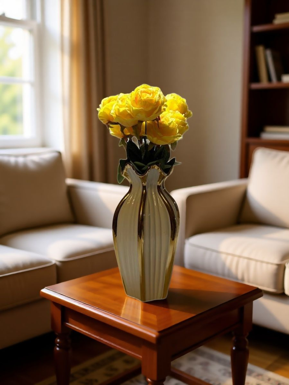 Искусственные цветы, желтые подсолнухи / Высота 44 см. 9 стебелей 9 бутонов/