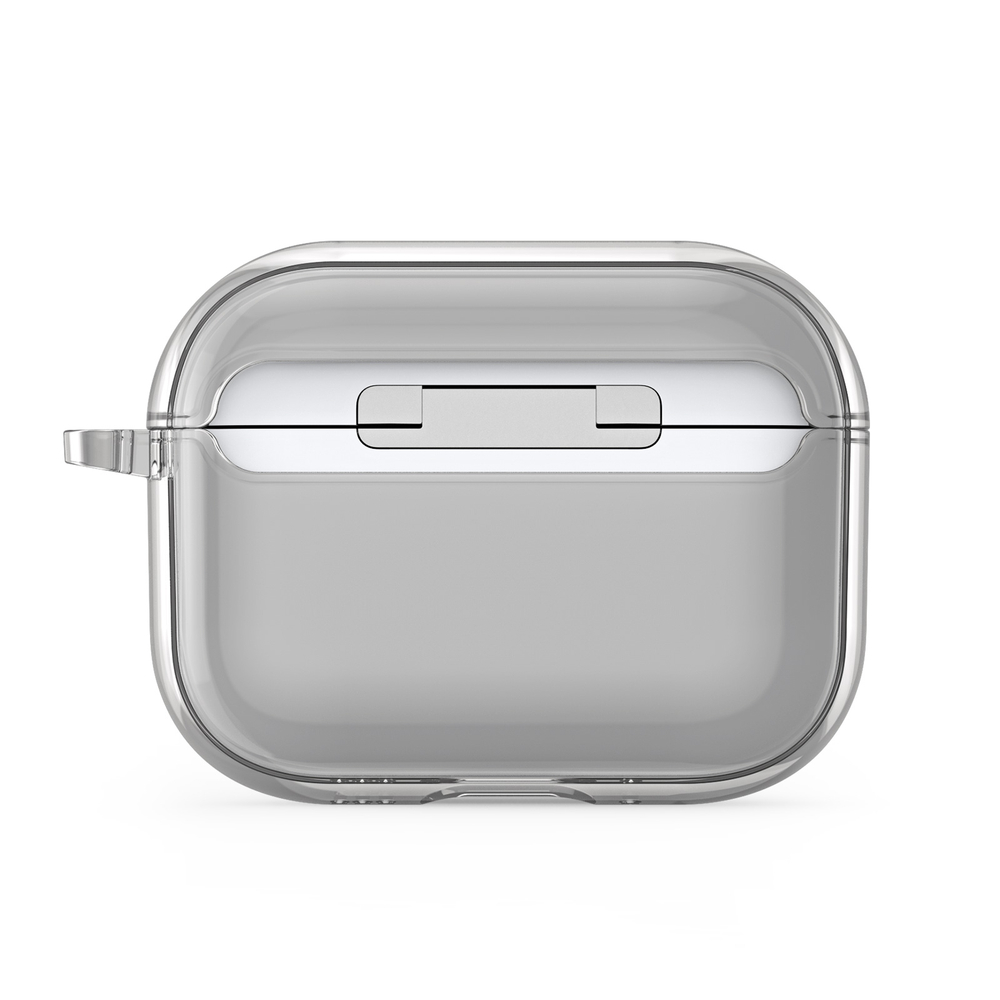 Чехол серый тонированный для наушников AirPods Pro 3, серия PECL Series от Dux Ducis, в комплекте с карабином