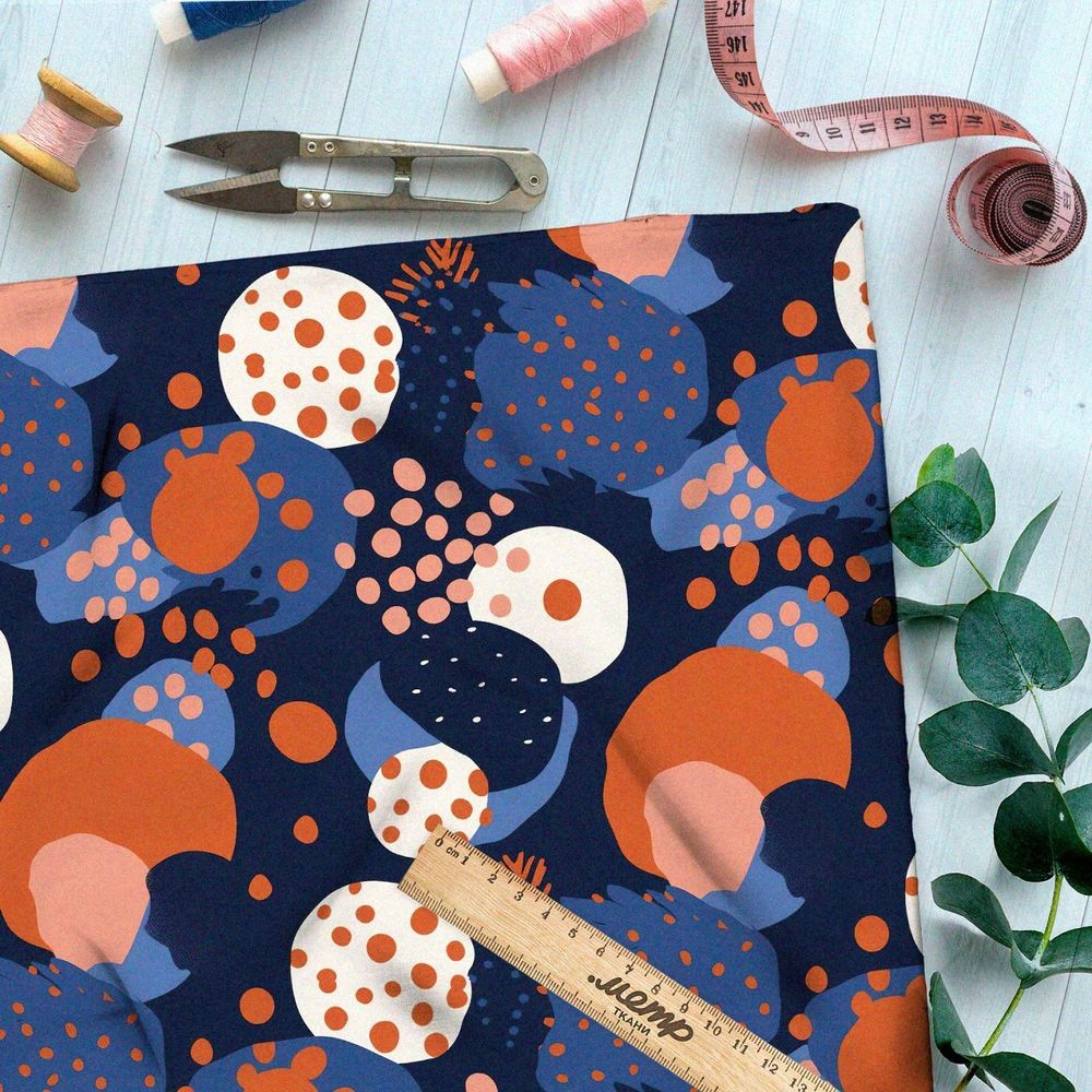 Ткань премиум интерлок космический конфетти