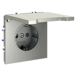 Розетка встраиваемая VOLTUM S70 с заземлением, защитными шторками и крышкой 16А, (шелк)