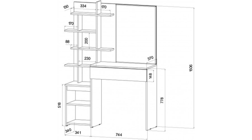 Ленора Стол туалетный Дуб Вотан / Графит