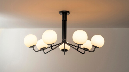 Люстра IKEA GLANSSLINKE (ГЛАНССЛИНКЕ), Черный / Белый, 7 ламп