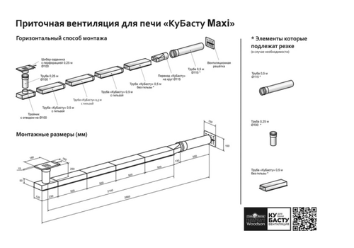 Приточная вентиляция для печи КуБасту maxi