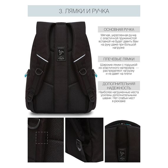 Çanta \ Bag \ RU-135-3 Рюкзак (/3 черный - бирюзовый)