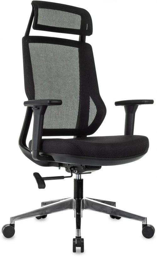 Кресло руководителя Бюрократ MC-412N-H черный сетка/ткань с подголов. крестов. металл хром