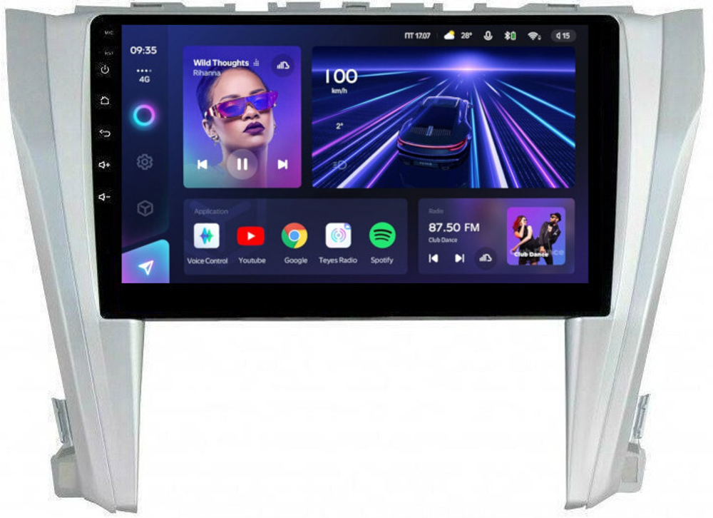 Магнитола для Toyota Camry 55 2014-2018 (рамка серебро) - Teyes CC3 Android 10, ТОП процессор, 4/32 Гб, CarPlay, SIM-слот