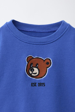 ZARA ТОЛСТОВКА С НАШИВКОЙ «МЕДВЕДЬ», ЯРКО-СИНИЙ