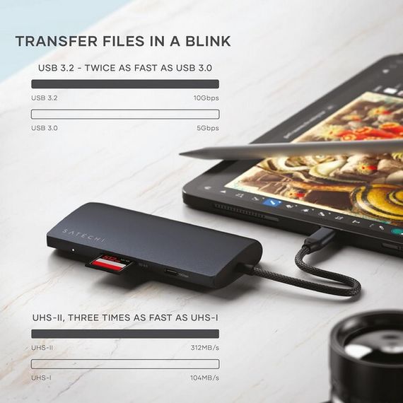 Адаптер Satechi USB-C Multiport Adapter 8K Ethernet V3 (ST-P8KED) Midnight