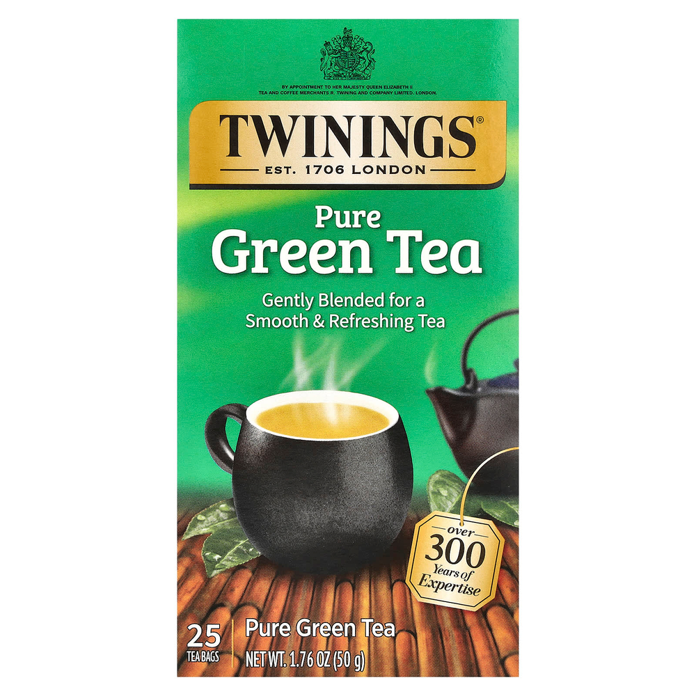 Twinings, Чистый зеленый чай, 25 чайных пакетиков, 50 г (1,76 унции)