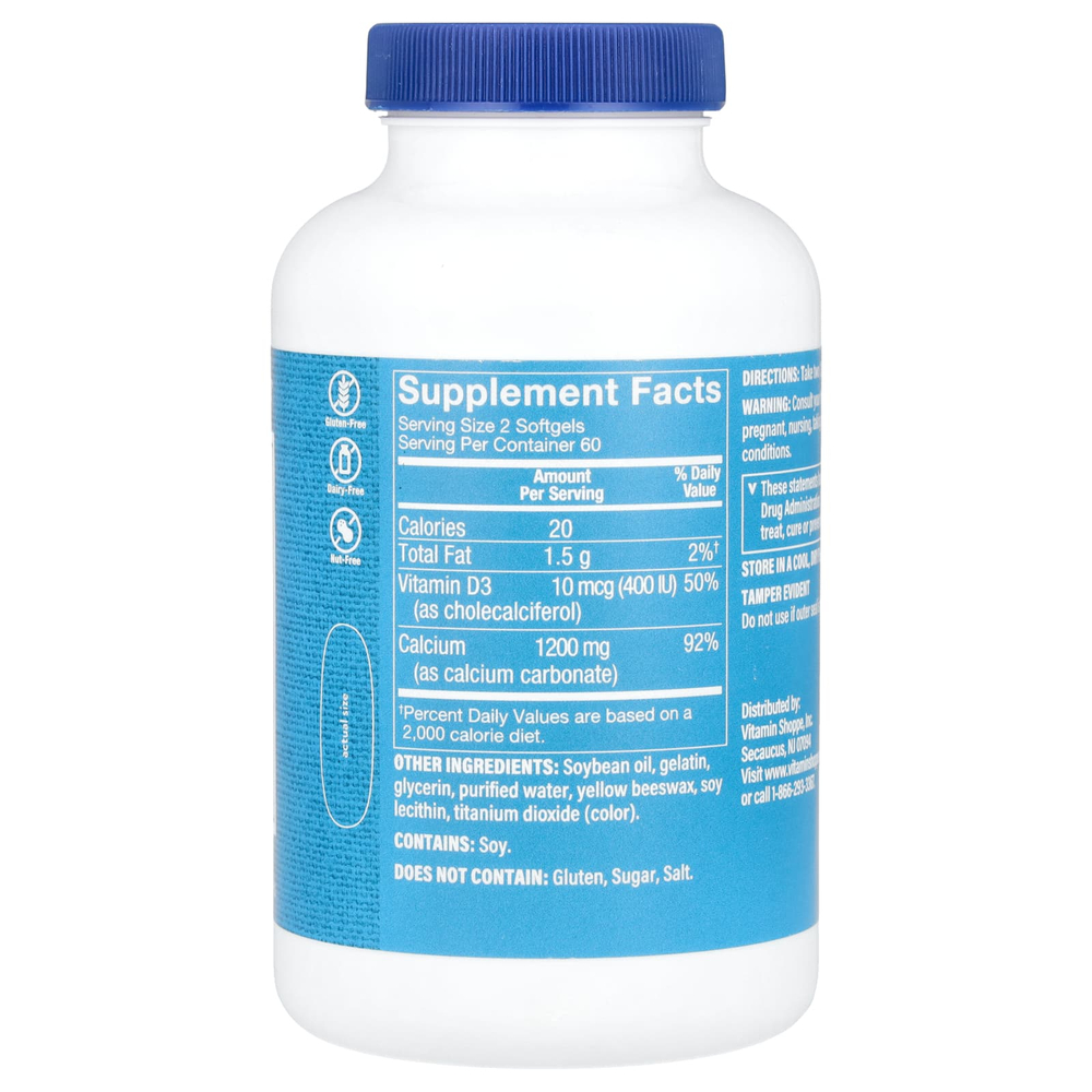 The Vitamin Shoppe, кальций 1200 с витамином D3, 120 мягких таблеток