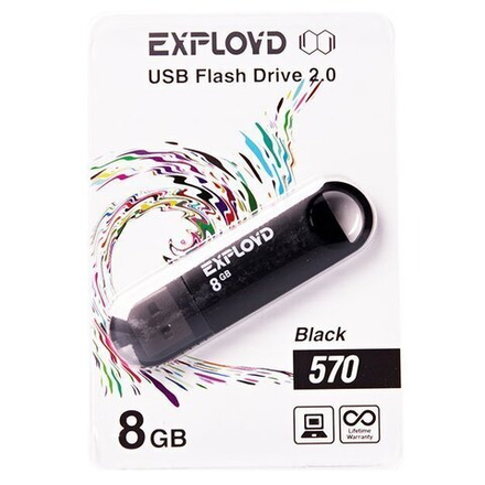 USB Флешка 8GB Exployd 570, USB 2.0, черная