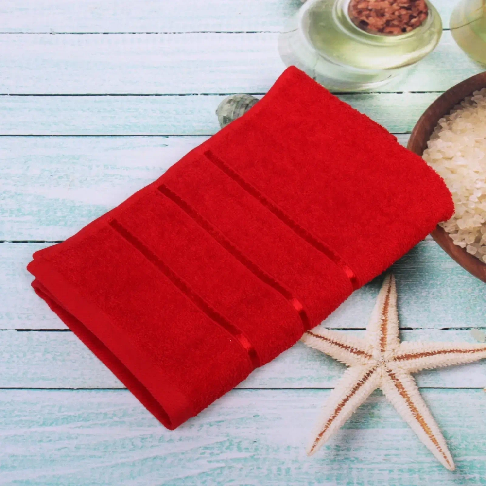 Полотенце махровое 50*90см «LUNA» цвет красный 02050 плотность 360гр/м2