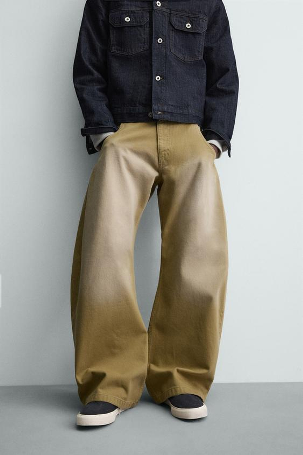 ZARA ДЖИНСЫ BALLOON FIT С ЭФФЕКТОМ ПОТЕРТОСТИ, РЫЖЕВАТО-КОРИЧНЕВЫЙ