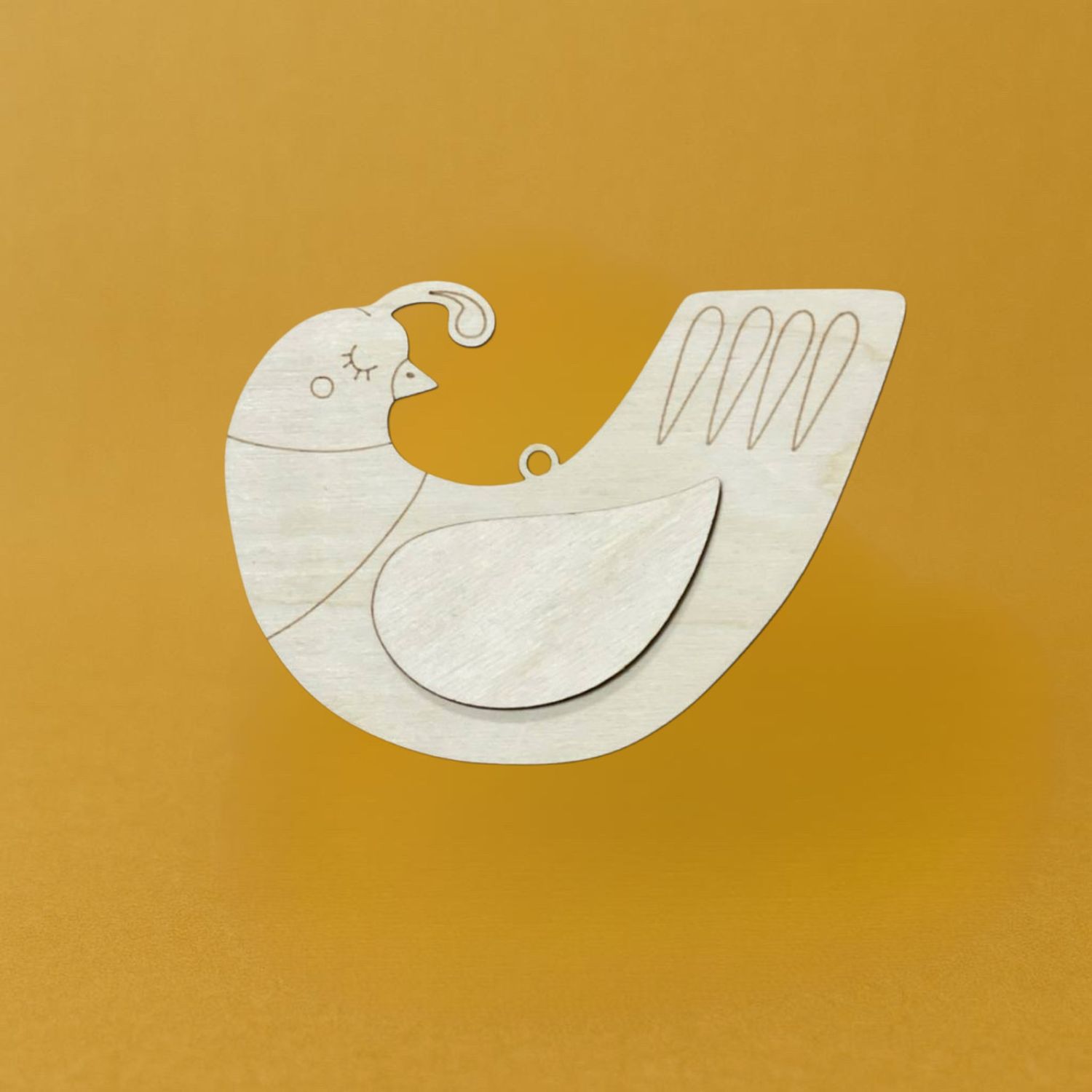 Птичка с накладными крыльями №1, 12см фанера