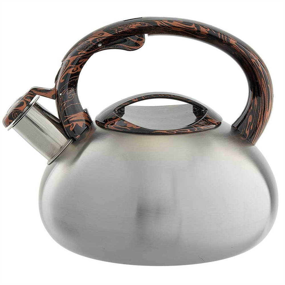 Чайник со свистком 2,5 л из нержавеющей стали, индукционное дно, сатин WEBBER BE-0601 черный мрамор