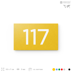 Номер на дверь квартиры 117, табличка на дверь для офиса, кабинета, аудитории, склада, желтая 120х70 мм, Айдентика Технолоджи