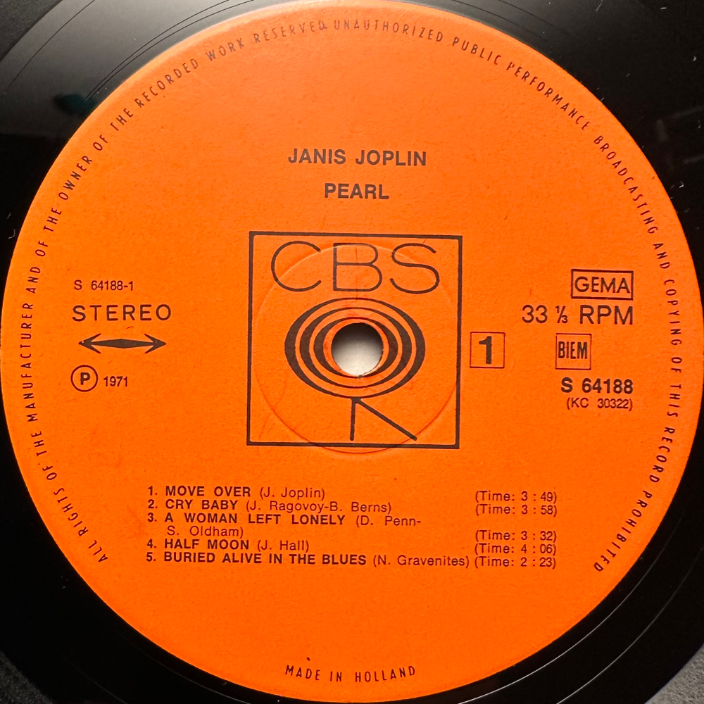 Janis Joplin - Pearl (Голландия 1971г.)