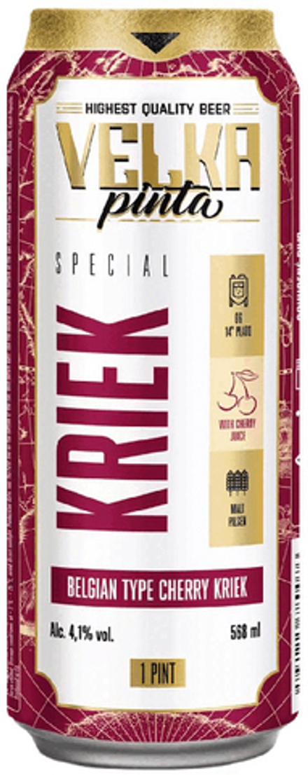 Пиво Велка Пинта Крик / Velka Pinta Kriek 0.568 - банка