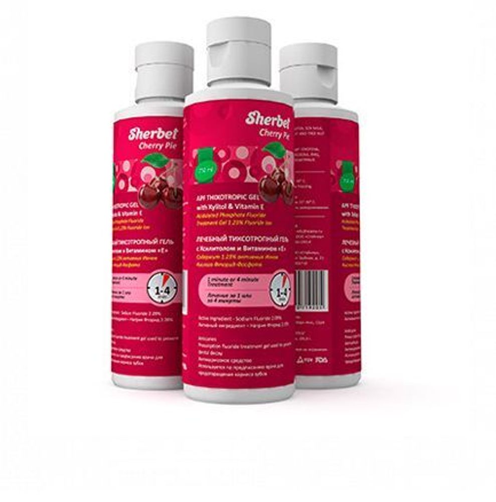 Гель реминерализующий АПФ Sherbet APF Thixotropic Gel, вкус Вишневый пирог (Cherry Pie), объем 500 мл.
