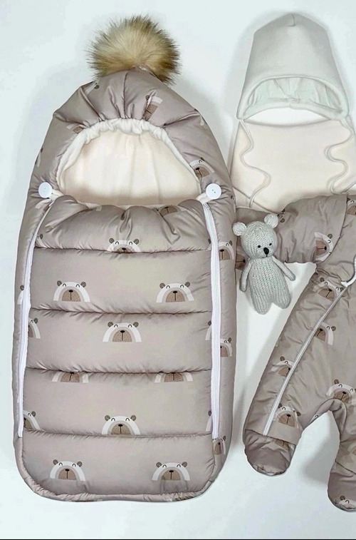 Зимний комплект на выписку "Пушинка принт" (model.30)