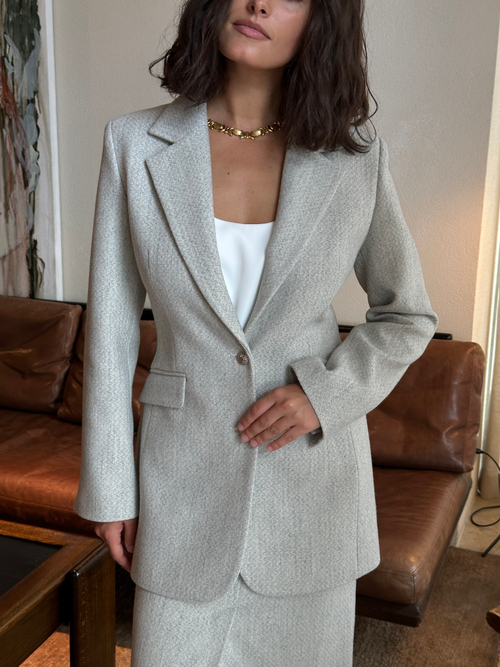 Жакет из смесовой шерсти приталенный серый