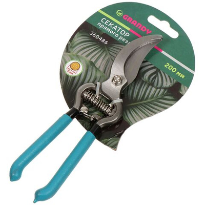 Секатор 200 мм, диам реза 25 мм, прямого реза, Grandy, рук резина