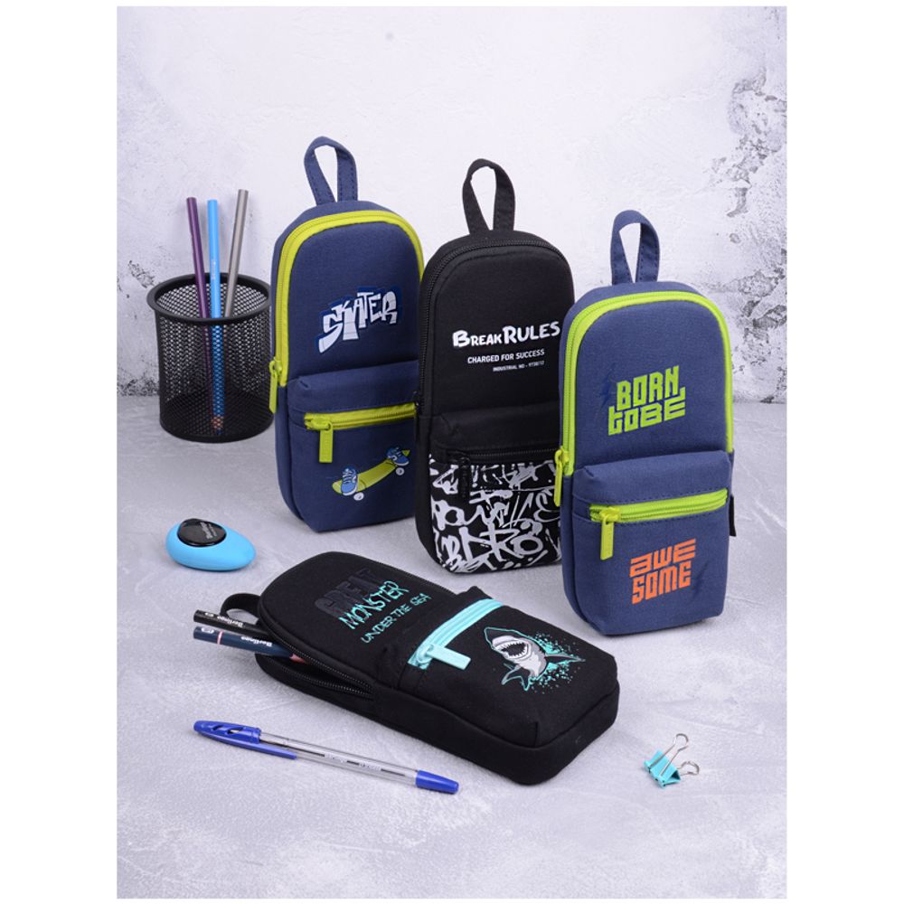 Пенал мягкий 1 отделение, 1 карман, 210*90*40 Berlingo "Born to be", текстиль