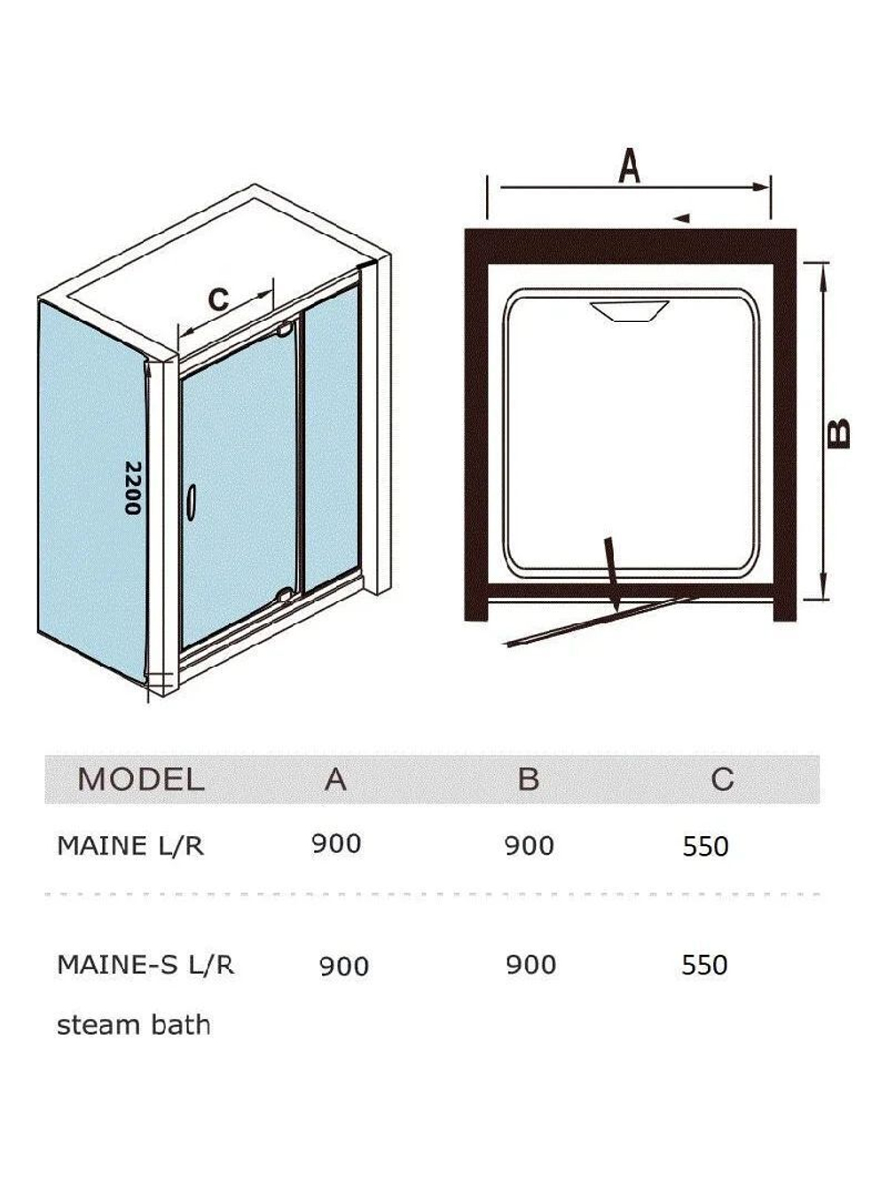 Душевая кабина WeltWasser  WW MAINE 90х90 L 90х90 см,  прозрачное стекло, поддон низкий, гидромассаж, левосторонняя