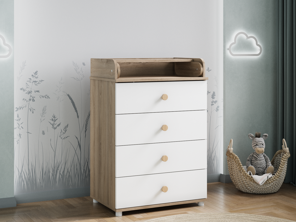Детский комод Compact с пеленальным столиком цвет белый/дуб