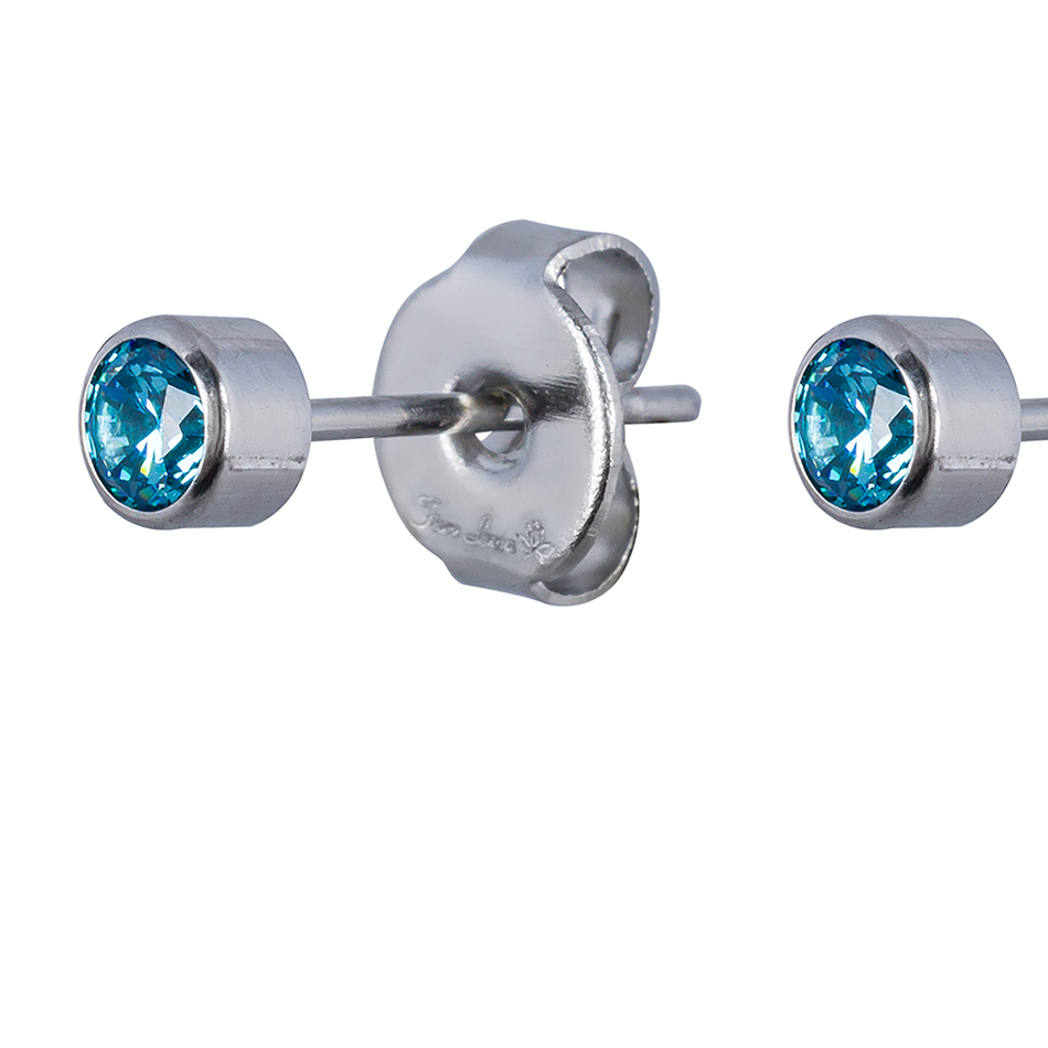 Серьги пусеты Fiore Luna Cubic zirconia Aquamarine SWE0128 A S