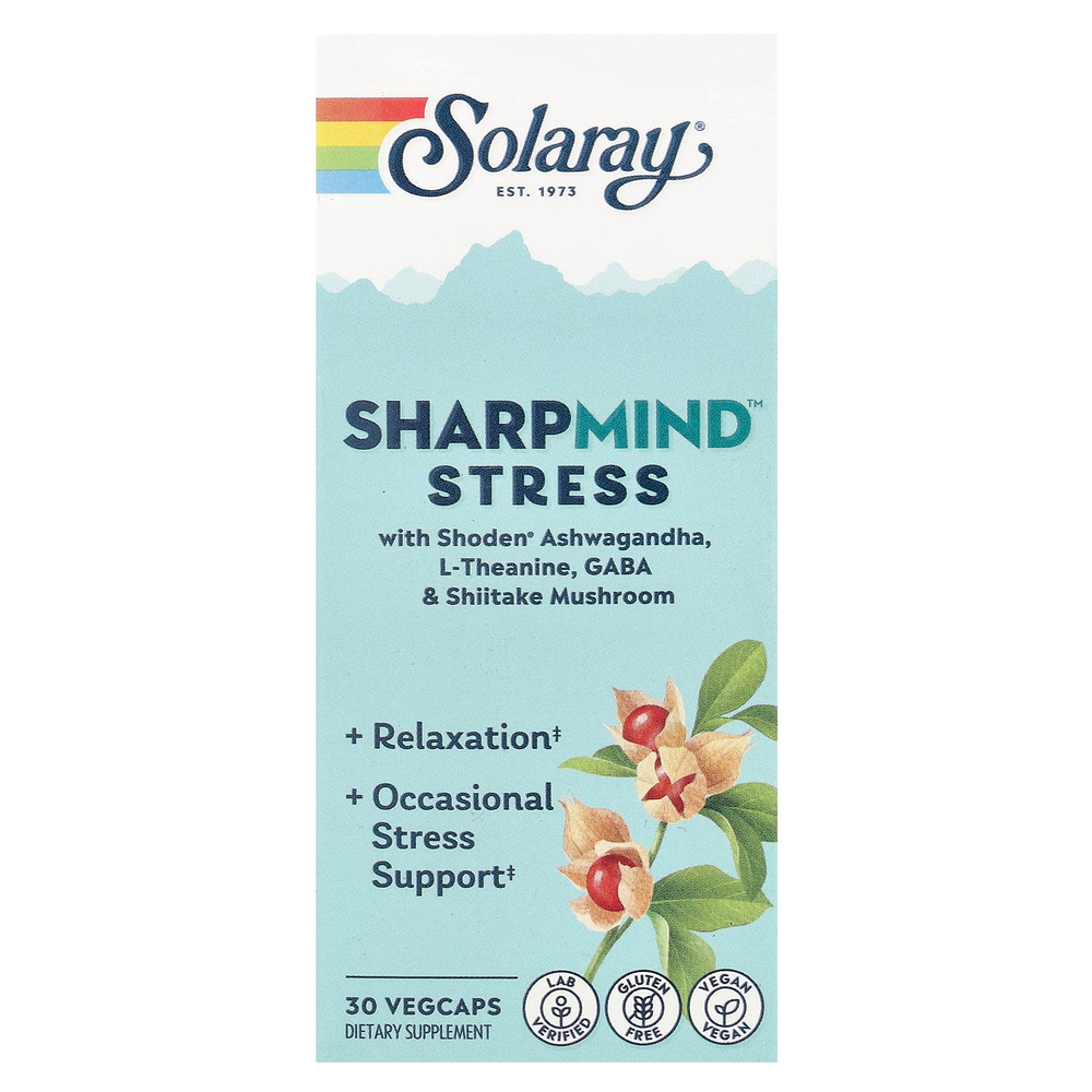 Solaray, SharpMind ™ Stress, 30 вегетарианских капсул