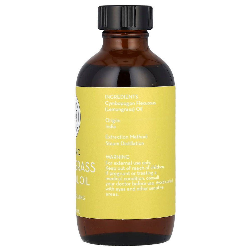 Pure Body Naturals, Органическое эфирное масло, лемонграсс, 118 мл (4 жидк. унц.)