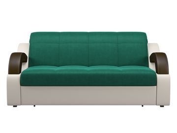 Диван Мадрид 1,6 - Velutto 33 изумрудный/беж кожзам/ коричневая накладка