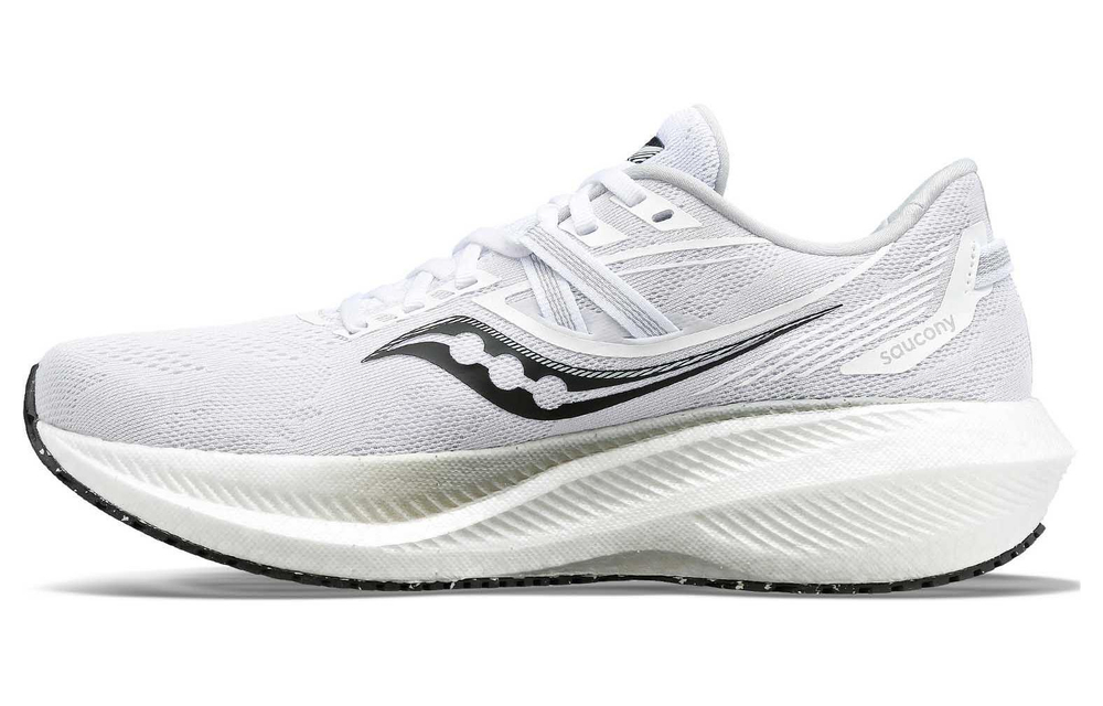 Saucony Triumph 20 comfortable daily shock absorption, non-slip, wear-resistant, low-cut training running shoes men's white and black