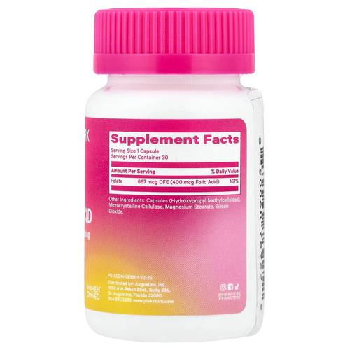 Pink Stork, фолиевая кислота, 400 мкг, 30 капсул