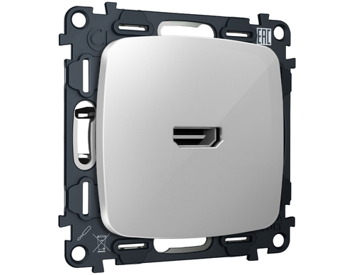 MO414010 Комплект механизма розетки HDMI 2.0 OMEGA Серебро глянец 40V/500mA 2.0GHz 5-18Gbit/s QUANT (OP4140, VM222)